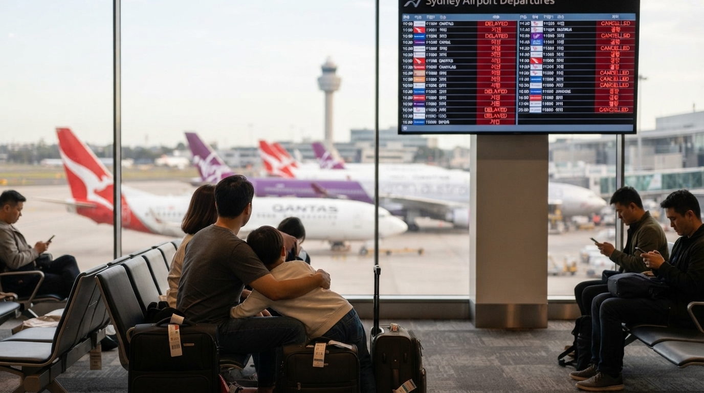 시드니 공항 관제 문제, 항공편 수십 편 지연 및 일부 결항